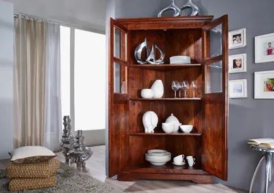 Immagine prodotto di MASSIVMOEBEL24 | OXFORD #410 Armadio angolare in legno di acacia - laccato / nougat 108x57x183