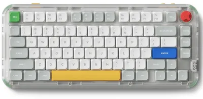 Zdjęcie produktu dla Klawiatura mechaniczna 75% - Niska konstrukcja i biały kolor - Bezprzewodowa i przewodowa, z podświetleniem RGB