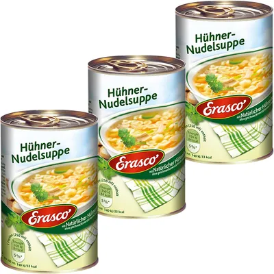 Image de Erasco Soupe de poulet aux nouilles bons légumes et viande de poulet 390ml 3er Pack