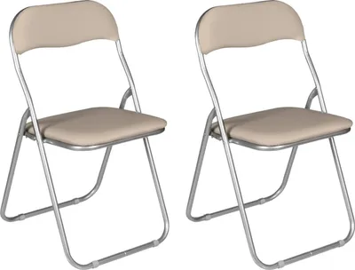 Produktbild von Dmorra Klappstuhl Marbella Beige, 2 Stühle gepolstert, Belastbar bis 80 kg