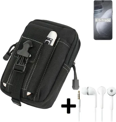 Produktbild von K-S-Trade Gürteltache + Kopfhörer kompatibel mit Cubot X50 Gürtel Tasche Holster Schutz Hülle Handy Hülle  schwarz inkl. Extrafächer