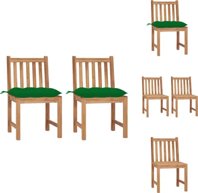Image de vidaXL Chaises de jardin 2 pcs. avec coussins teck massif - Chaises de jardin