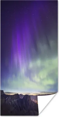 Produktbild von MuchoWow® Poster Nordlichter über dem Banff National Park in Kanada 75x150 cm - Dekoration für die Wände
