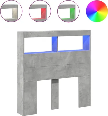 Image de vidaXL Tête de lit LED avec étagères gris béton 100x17x102 cm