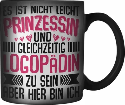 Produktbild von Trendation - Logopädin Spruch Farbwechsel Zauber-Tasse Geschenk Logopädie (Schwarz)