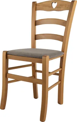 Produktbild von t m c s Tommychairs - Stuhl CUORE für Küche und Esszimmer, Robuste Struktur aus lackiertem Buchenholz im Farbton Eichenholz und gepolsterte Sitzfläche mit Stoff in der Farbe Rehbraun bezogen