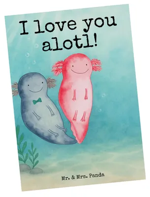 Produktbild von Mr. & Mrs. Panda Postkarte Axolotl Liebe Design - Weiß - Geschenk, Ansichtskarte, Ansichtskarten, Mitbringsel, für Partner, Freundin, Postkarten, Grußkarte, Frauen