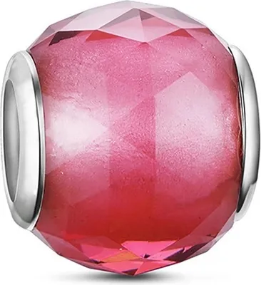 Produktbild von PANDACHARMS Kleiner Roter Facettenglas Charm, 925er Sterling Silber, passt zu Pandora
