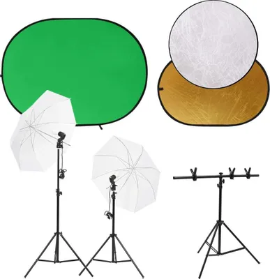 Image de Kit de studio photo avec éclairage écran de fond et réflecteur