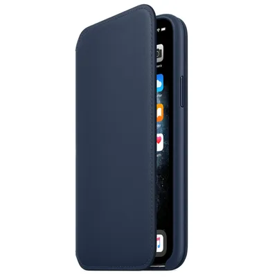 Produktbild von Apple Folio - Flip-Hülle für Mobiltelefon - Leder - Tiefseeblau - für iPhone 11 Pro