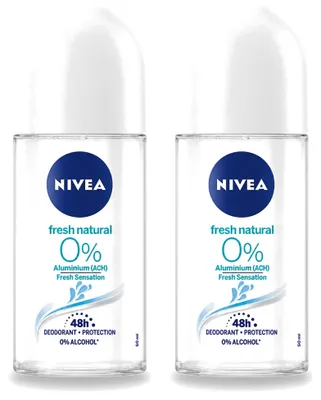 Immagine prodotto di 2 x NIVEA Fresh Natural, deodorante roll-on senza alluminio, 50 ml - confezione - 2 pezzi