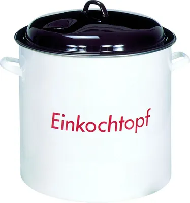 Produktbild von KARL KRÜGER Einkochtopf mit Metalldeckel mit Öffnung für Thermometer 27 l Ø35cm emailliert weiß