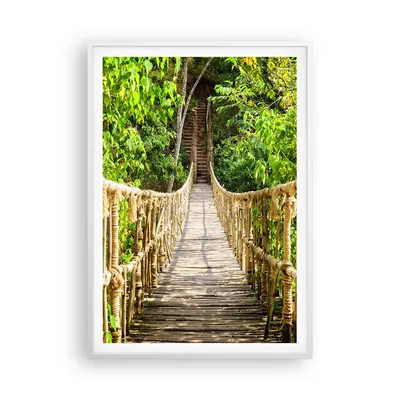 Produktbild von Gerahmtes Poster - Weißer Rahmen - Brücke Seil Dschungel - 70x100 cm - Wand Bild - Wanddeko - Wandbilder - Kunstposter - Wandposter - Bilderrahmen - Bilder - Kunstdruck - Wandbild - P2WPA70x100-4319