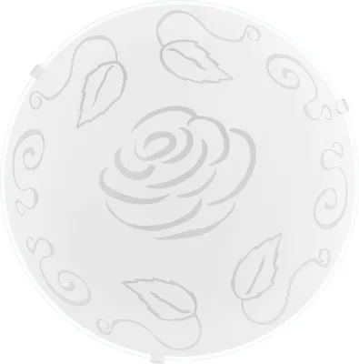 Produktbild von EGLO Deckenlampe Mars 1, 1 flammige Wandleuchte, Deckenleuchte aus Stahl, Farbe: Weiß, Glas: Weiß satiniert Motiv Rose, Fassung: E27