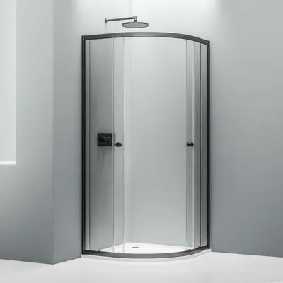 Produktbild von Runddusche NT509 mit Schiebetüren - 6 mm - Nano Echtglas - Profilfarbe schwarz matt - Größe wählbar, Maße Duschkabine:100x100cm, Profilfarbe:Schwarz matt
