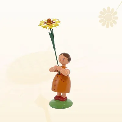 Productafbeelding van Miniatuurbeeld van een bloemenmeisje met een meisjeoog, hoogte 12 cm, nieuw