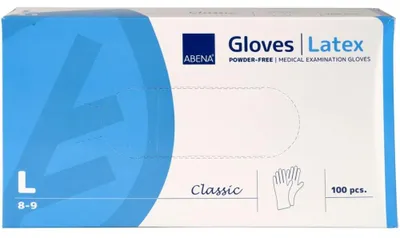 Produktbild von ABENA Latex-Handschuhe puderfrei (VPE: 100 Stück)>>>>Gr. L