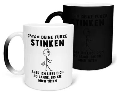 Produktbild von 22Feels Zaubertasse Papa Geschenk Vatertag Vater Deine Fürze Stinken Geburtstag Kaffeetasse Farbwechsel Männer Weihnachten Haferl Geschenkidee Bürotasse