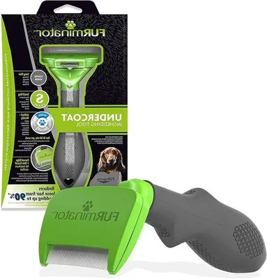 Produktbild von Famanu Deshedding-Tool für kleine Hunde mit langem Haar - Grün/Grau