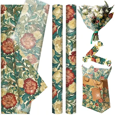 Produktbild von 50 Blatt Vintage-Blumen-Geschenkpapier für festliche Anlässe