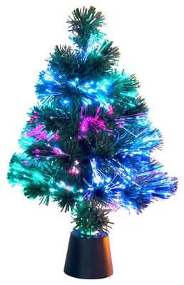 Produktbild von Lunartec Glasfaser Weihnachtsbaum: Deko-Tannenbaum, dreifarbige LED-Beleuchtung, Batteriebetrieb, 45 cm (Weihnachtsbaum Fiberglas, Glasfaser Tannenbaum, LKW)