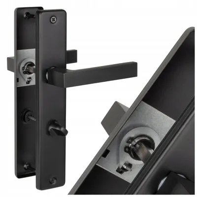 Image de Poignée de Porte GAMAR ERGO Intérieure Noire avec Serrure WC
