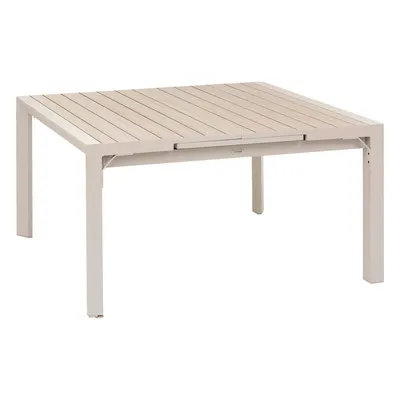 Produktbild von Quadratischer ausziehbarer gartentisch "evasion" aus aluminium in leinen und weiß mit epoxybehandlung 10 plätze  - Hespéride