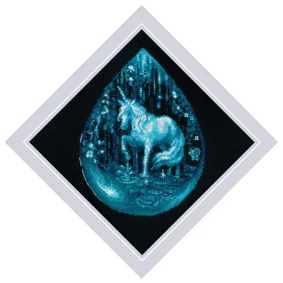 Produktbild von Riolis Kreuzstich Stickpackung "Einhornträne", Zählmuster, 20x20cm