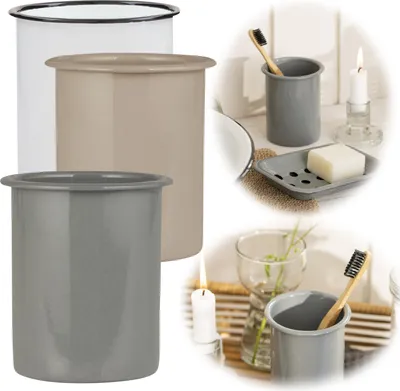 Produktbild von LS-LebenStil Vintage Zahnputzbecher Emaille Grau 2cm Altum Zahnbürstenhalter