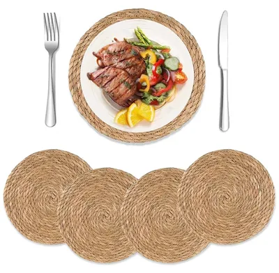 Untersetzer aus Wasserhyazinthe, rund, 4 Stück, M