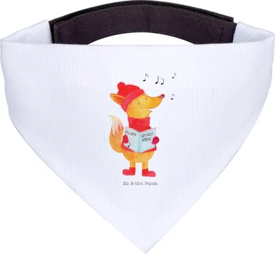 Produktbild von Mr. & Mrs. Panda Hundehalstuch Fuchs Sänger - Weiß - Geschenk, Halstuch Hund, Weihnachten, Winter, Singen, Hunde, Weihnachtslieder, Für, Tuch