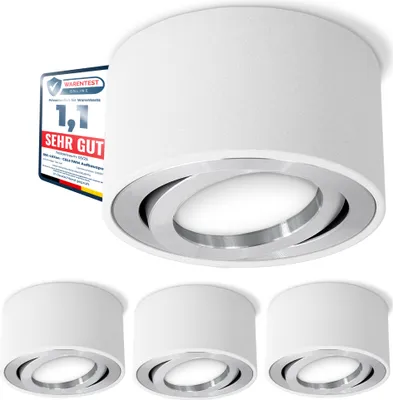 Produktbild von CELI-1W 4er Set LED Aufbauspot weiß rund - 4x Aufbaustrahler flach schwenkbar mit fourSTEP LED 4W warmweiß Dimmen ohne Dimmer