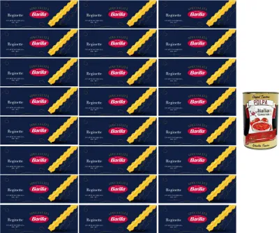Produktbild von Barilla Reginette Specialità 24×500 g – gewellte Bandnudeln aus 100% italienischem Hartweizengrieß, bronzeraue Oberfläche, al dente in 9 Min, Vorratspack + Italian Gourmet polpa