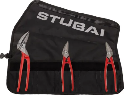 Produktbild von STUBAI Mini-Scheren-Set | Rolltasche, 3-teilig | nicht - isoliert | rechte & linke Blechschere | Mini Durchlaufschere | Profi-Spenglerwerkzeug kompakt & griffbereit