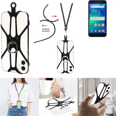 Produktbild von K-S-Trade 3in1 Handykette Handyband Handykordel Halsband Smartphone-Ring Handy-Ring kompatibel mit Xiaomi Redmi Go Fingerhalterung Handyring