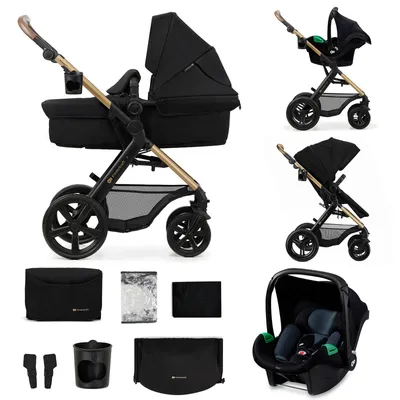 Produktbild von Kinderkraft MOOV 2 XL 3in1 Kombikinderwagen – Buggy, Babywanne & MINK PRO i-Size Autositz, Luftreifen, Zubehör, Schwarz