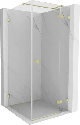 Image de Mexen Lunar T cabine de douche pivotante droite 110 x 110 cm, transparente, or brossé - 834T-110-110-55-00-P