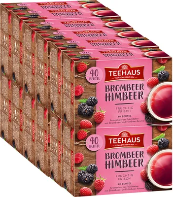 Image de Teehaus Mûre Framboise Infusion de fruits frais fruitée 90g paquet de 12