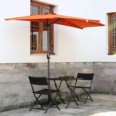 Image de Angel Living 270cm Demi Rond Parasol Inoxydable en aluminium et polyester (Terracota)
