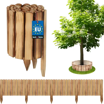 Immagine prodotto di KOTARBAU® Staccionata in Legno per Giardino 200x30cm Recinzione Giardino Esterno in Legno Legno Bruciato Steccato per Giardino