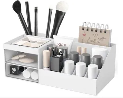 Produktbild von Kosmetikabüro, Make-up-Organiser, Lippenstift-Halter, Schreibtischbox, Haushalts- Kunststoff- Aufbewahrungskiste, Kosmetikabüro-Organiser für die Organisation von Kosmetik, Lippenstift