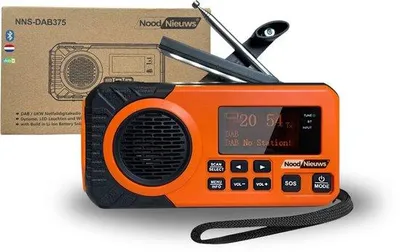 Immagine prodotto di Radio solare con ricevitore DAB+/FM, batteria da 5200 mAh, pannello solare, Bluetooth, dinamo a manovella, portatile, ideale per il campeggio e le emergenze