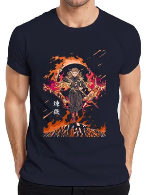 Immagine prodotto di maglietta da uomo Rengoku Hashira Anime Sword Fire Gift Collector, Navy, M