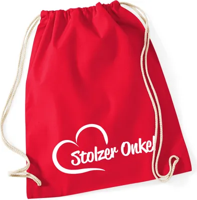 Produktbild von Huuraa Turnbeutel Stolzer Onkel Herz 12 Liter Classic Red Baumwolle Rucksack Geschenkidee