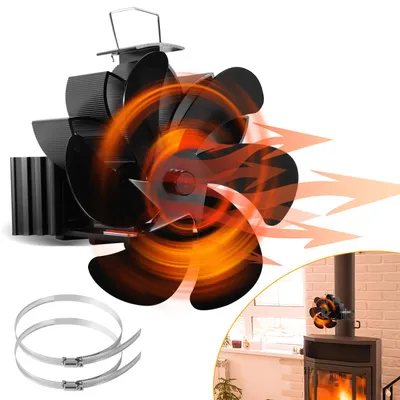 Produktbild von ISOISL Magnetischer Kaminventilator 6 Flügel, Kaminofen Ventilator wärmebetriebener Ofenrohrventilator ohne Strom, für Holzofen und Ofenrohr
