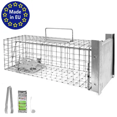 Produktbild von Petigi Tierfalle Lebendfalle für kleine bis mittelgroße Tiere wie Maus, Katze, Marder, Fuchs, Otter, Kaninchen, Modell: , Größe / Modell:Kleintierfalle 6 (50 x 17 x 17 cm)