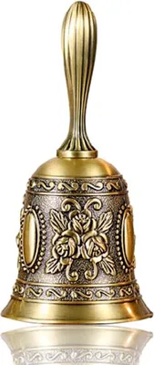 Produktbild von Handglocke klein | Tischglocke aus Metall | Rezeptionsklingel aus Zinklegierung | Serviceglocke [Höhe: 11 cm] |Hotelglocke | Empfangklingel [Farbe: bronze]