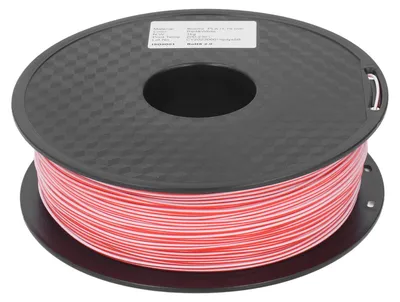 Produktbild von 3D-Drucker-Filament, 1,75 mm, rot, weiß, zweifarbig, PLA-Verbrauchsmaterial, Druckmaterial für Modellbau