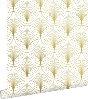 Produktbild von ESTAhome Tapete Art Decó Muster Weiß und Gold - 139456 - 0,53 x 10,05 m