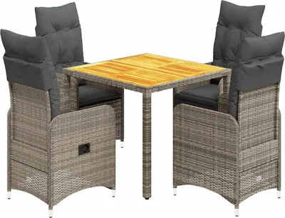 Obrázek produktu pro vidaXL 5dílný zahradní set s polštáři Grey Poly Rattan